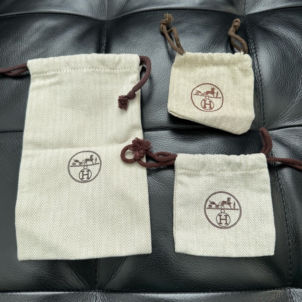 Hermes Cream and Brown small dust bags set